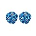 ManxiVoo Bohemia Rhinestone Rose Ear Stud Earrings Women Floral Earrings Jewelry Post Stud (Blue)