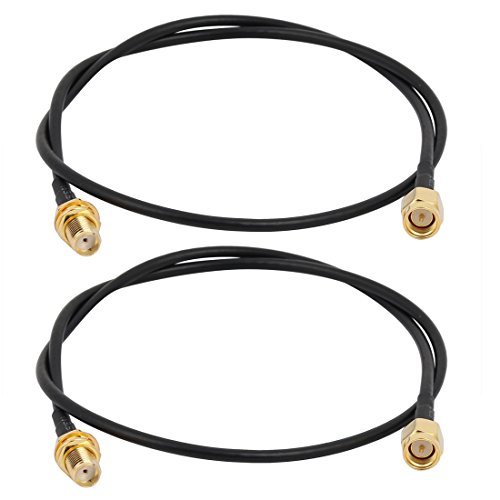 uxcell 2pcs RG174 Coaxial Antenna Extension Cable SMA Female to Male Connector 50cm