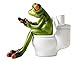 HAPTIME Frog Figurine Decor, A Frog Sitting on The Toilet Playing with his Phone, Frog Sculpture Statue, Creative Craft Resin, Great for Desk Bathroom Home Decoration (4.3 inch)