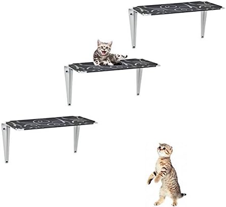 DiscoverMe8 3Pcs Cat Step Cloud Shelves Board Wall Mounted Kitten Climber Wall Tree Toys for Climbing,Sleeping,and Exercising (Black)