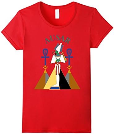Womens Egyptian Gods Shirt with Ankh and Pyramids Small Red