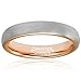 MNH Tungsten Rings for Men Women 4mm Rose Gold Plated Brushed Matte Finish Wedding Band