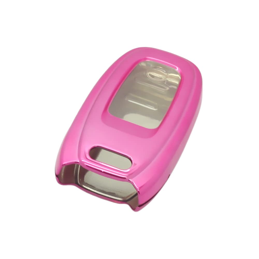BROVACS Soft TPU Case Shell Cover Protector Holder Compatible with AUDI A4 A5 A6 A7 A8 Q5 S5 S6 S7 Smart Remote Key Fob 3 Button SV9850 Pink