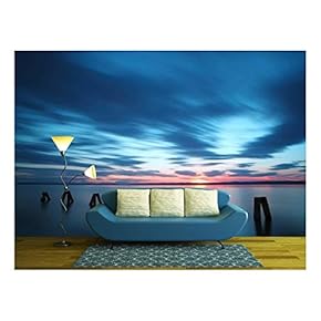 Ocean Sunset - Removable Wall Mural | Self-Adhesive Large Wallpaper - 66x96 inches