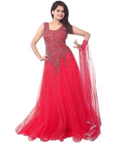 rr fab gajari soft net semi-stitched gown for women & girl