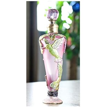 YUFENG Vintage Empty Refillable Perfume Bottles Realistic Birds Jewelled Bird Stopper Red Glass Ornament
