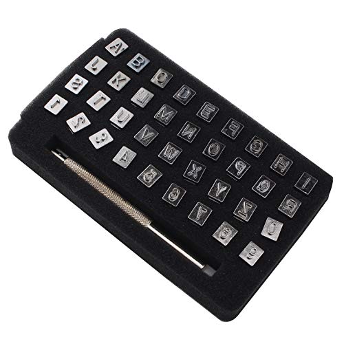 Yangoutool 36Pcs Leathercraft Metal Letter and Number Stamps Punch Set for DIY Leather Craft Printing Tools, 26 Letters Alphabet from A-Z & 10 Numbers 0-9(6mm) - Thumbnail 3