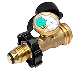 DOZYANT Universal Fit POL Propane Tank Adapter with Gauge Converts POL LP Tank Service Valve to QCC1 / Type 1, Old to New Connection Type, Propane Tank Gauge