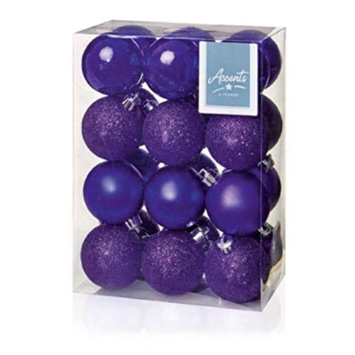 24 x Assorted Purple Christmas Baubles Balls Decorations - Shatterproof - Xmas by GSL