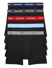 Calvin Klein - Calzoncillos de algodón para hombre, 5 unidades, color negro   gris oscuro   azul marino