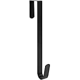 Sattiyrch 12" Wreath Hanger for Front Door,Steel Over The Door Hanger Hook,Wreath Door Hanger (Black,1)
