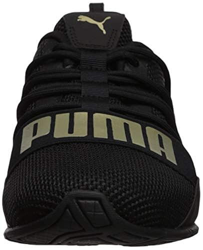 PUMA Men's Cell Regulate Woven Sneaker, Black-Metallic Gold, 10 in