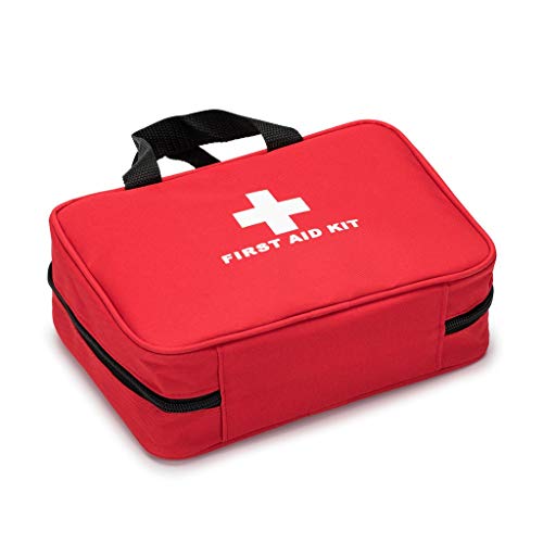 Jipemtra-Red-First-Aid-Bag-Empty-Travel-Rescue-Pouch-First-Responder-Storage-Compact-Survival-Medicine-Bag-for-Car-Home-Office-Kitchen-Sport-Outdoors-Red