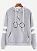 Minetom Women's Autumnn Fashion Long Sleeve Pullover Harry Potter Glasses Prints Hoodies Hooded Sweatshirt Sweater Tops Gray US 4