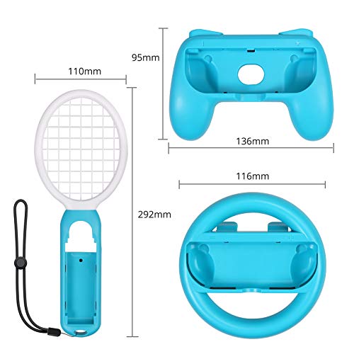 AUTOUTLET Grip for Nintendo Switch Joy-Con, Tennis Racket,Steering Wheel,Accessories for Mario Tennis Aces Game,3-Pack Switch Controller Grip Handle Kit for Nintendo Switch Joy-Con