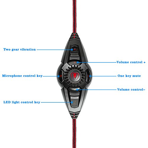 Mengshen USB Gaming Headset - with 7.1 Surround Stereo Sound, Microphone, Vibration Effect, Noise Isolation, Volume Control, LED Light - Designed for PC Gamers, GM9 Red