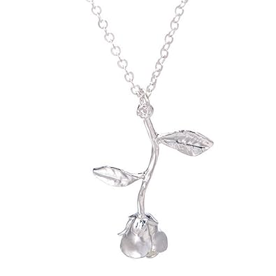 Newin Star Collier Rose Femmes Fleur Feuille Pendentifs