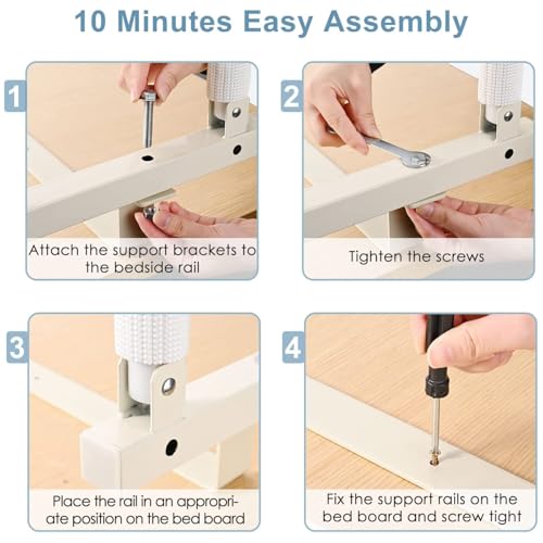 Thalyrnn Folding Bed Grid for Elderly 97 x 40 cm, Bed Safety Grid with Handle for Most Beds, Fall Protection and Bed Restriction for Elderly and