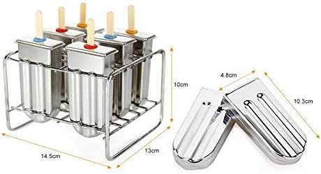 Yosoo Stainless Steel Popsicle Mold Set of 6 with Stainless Steel Stick Holder Base and Wooden Popsicle Sticks - Image 4