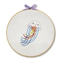 Penguin & Fish Embroidery Kits 8 Round Stitched In Floss-Jelly Fish