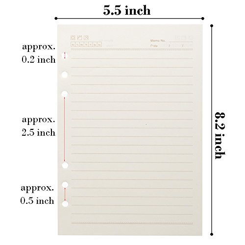 2 Pack A5 Refill Lined Paper 6 Ring Binder Filler Paper Inserts for Refillable Loose Leaf Journal Notebook Diaries, 5.5" x 8.2" 100 Sheets/200 Pages, Eye Protection Light Yellow - Thumbnail 5