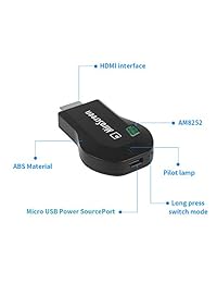 Adaptador WiFi Dongle de visualización MiraScreen inalámbrico, visualización de 1080p visualización Mirroring receptor de teléfono a TV como TV Stick compatible con iPhone Android Windows dispositivos negro