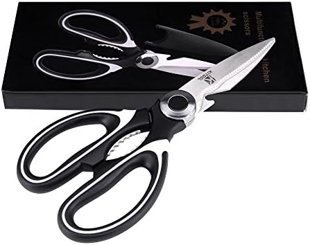 KITOOL Premium Heavy Duty Kitchen Shears Ultra Sharp Stainless Steel Multi-purpose Kitchen Scissors with Blade Cover - Black