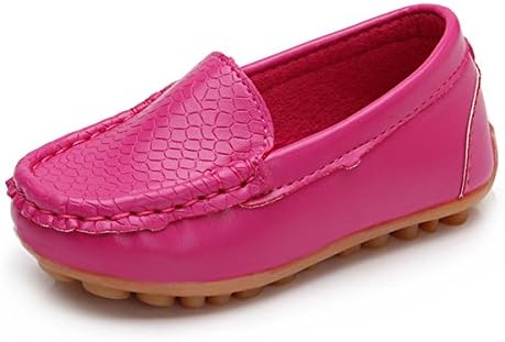 Toddler Boys Girls Soft Synthetic Leather Loafers Slip On Boat Dress Shoes Flat (Toddler/Little Kid/Big Kid)