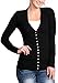 Risesun Women's Fall Button Down Knitwear Long Sleeve Cozy Basic Knit Snap Cardigan Sweater(Black,XL)