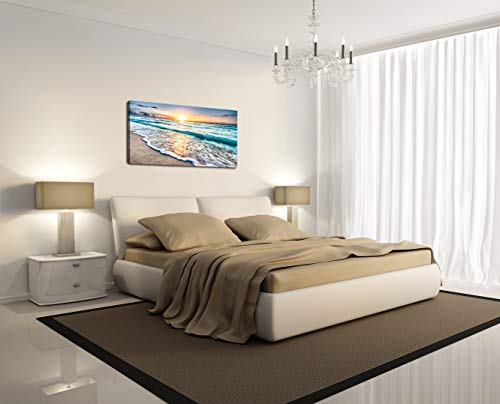 Baisuart S02250 Canvas Prints Wall Art Beach Sunset Ocean Waves Nature Pictures Stretched Canvas Wooden Framed for…