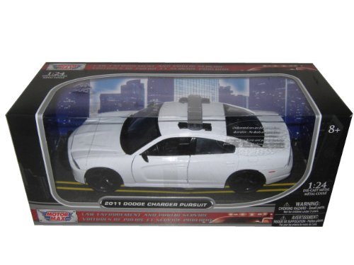 2011 Dodge Charger Pursuit Unmarked White Police Car 1/24 by Motormax 76934