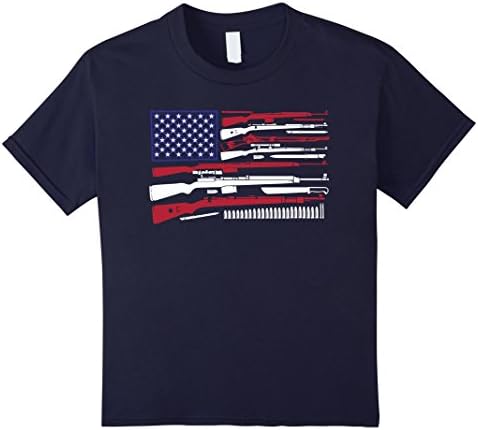 unisex-child Kargowear Big American Flag With Machine Guns T-shirt 6 Navy