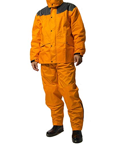 レインスーツ 上下 メンズ 耐水圧 000mmh2o 肩 股下 補強加工 袖口調節機能 袖裏地メッシュ加工 L オレンジ As 5400 L