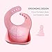 Cute Stone Waterproof Silicone Baby Bibs, Soft Feeding Bibs for Babies and Toddlers with Food Catcher, Comfortable Adjustable Bib, Easily Wipe Clean, BPA Free, Pack of 2, Mint-Green/Pink
