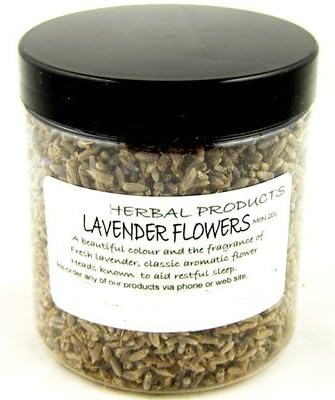 Natural Dried French Lavender Flowers 20g Jar, have a strong and long lasting fragrance by Simple Earth Gifts