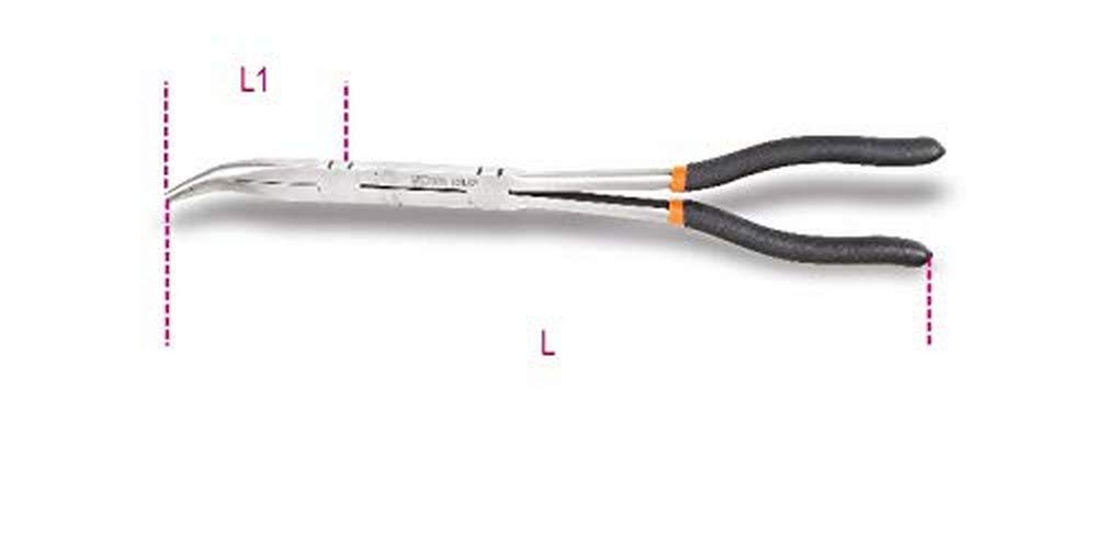 Beta 10090059 Model 1010 L/DP Knurled Double Swivel Nose Pliers, 336mm Bent X/long