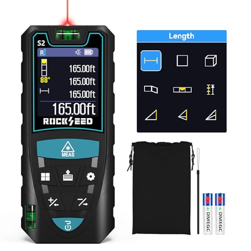Laser Meter 50M, RockSeed HD IPS Display Digital Laser Distance Meter with Electric Angle Sensor, Portable Laser Rangefinder with 5 Units, Distance/Area/Volume/Pythagorean Measurement, etc.