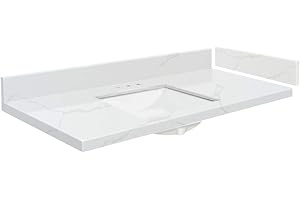 Transolid VT34.5x22-1KU-6F-A-W-8 Quartz Vanity Top with 8 in. Widespread and Rectangular Undermount Sink, 34.5" L x 22.25" D, Calacatta