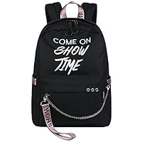 El-fmly School Rucksack Laptop Travel Bag for Boys,Girls,Men,Women,Teen with Luminous Letters Print - Black+ Pink