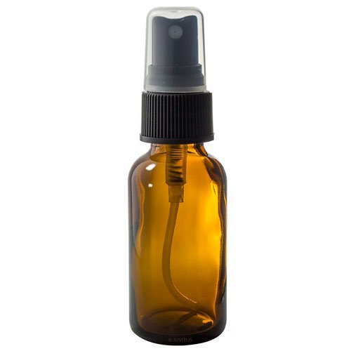 1 oz Amber Glass Boston Round Fine Mist Spray Bottle (6 pack) + Funnel and Labels for essential oils, aromatherapy, food grade, bpa free