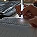 GS GLOWSEEN Pen Light LED Pen with Light, Light Up Penlight for Night Writing - One Set Extra Batteries and Ink Cartridges Included-5 Pack -White