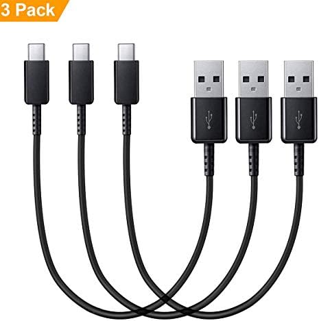 Short USB Type C Charger Cable 0.7ft 0.2m Compatible Samsung Galaxy S10e S10 S9 S8 Plus Active Note 9 8 and More, Perfect Size for Power Bank and Portable Charger (3 Pack)