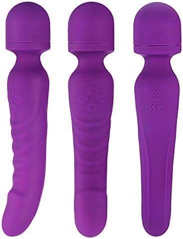 ALAYT Wand Massager Purple Double 10 Vibration Patterns Cordless Therapeutic Vibrator Multi-Speed Wireless Waterproof Rechargeable Massager wand For Relaxation Muscle Aches Care