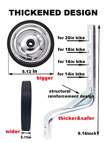 MOLI DEE! Sports & Outdoors Bicycle Training Wheels for Kids, Adjustable for 14 16 18 20 inch Bike. A Perfect stabilizer Accessories Package for Kid (Silver)