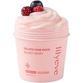 lilyeve REPAIRTURN Gelato Hair Pack, Milk, Egg & Protein for Hair Repair, Hair Mask for Split End Smoothing, Damaged Hair Treatment, Boost Hair Elasticity - Korean Hair Care, Bouncy Berry 6.76 fl.oz