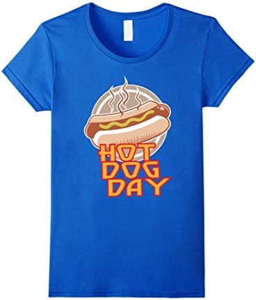 Women's Hot Dog Day Shirt Medium Royal Blue