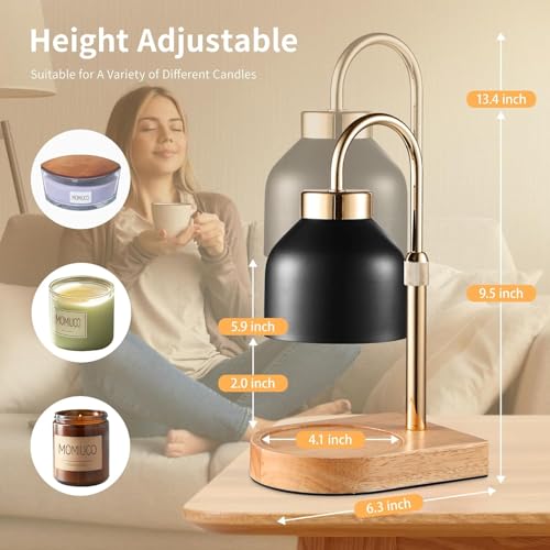 Candle Warmer Lamp, Timer Dimmer, Adjustable Height with 2 Bulbs, Wax Melt Warmer for Jar Candles, House Warming Gifts New Home Decor, Gifts for Women Mom