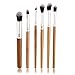 Makeup Eye Brush Set - Eyeshadow Eyeliner Blending Crease Kit - 6 Essential Bamboo Handle Makeup Brushes - Pencil, Shader, Tapered, Definer -Make You Look Flawless (Beige)