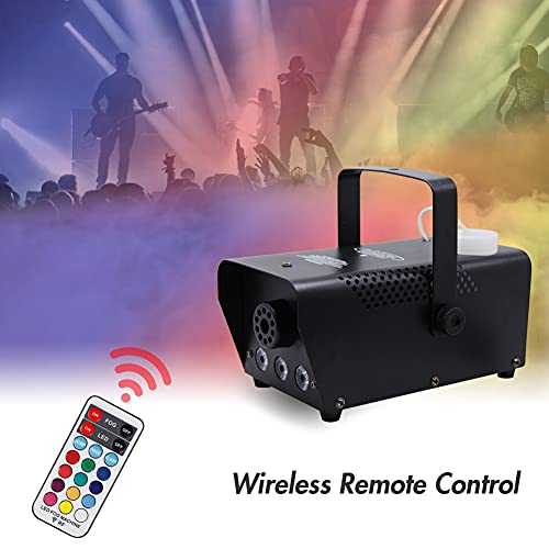 ATDAWN Fog Machine with Lights, 500W Smoke Machine with 12 Colors