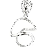 925 Sterling Silver Pendant Blank fit 10-12mm Pearl or Cabochon Pendant Mounting Setting for Handmade Jewelry Charm Making